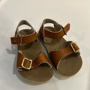 Salt Water Sandal Surfer Hook & Loop split leather insoles, sz 6, EUC